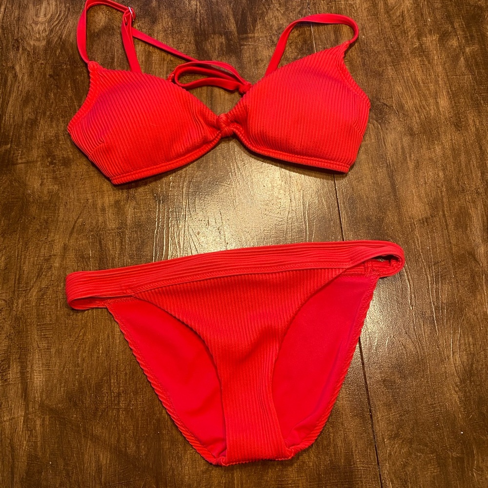 Hollister Red Bikini Top with Adjustable Straps